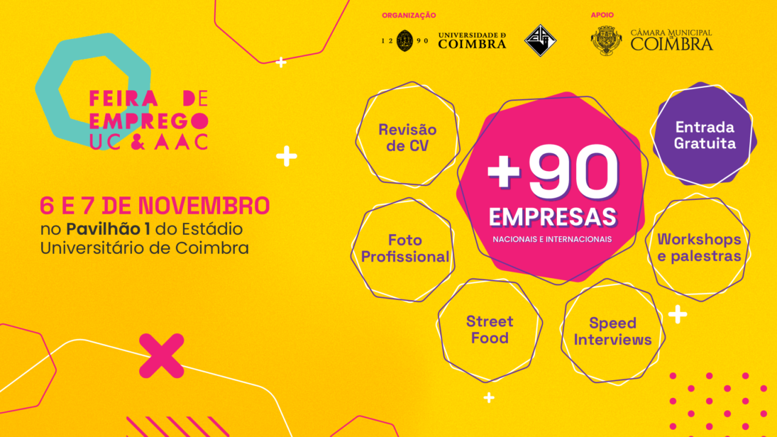 Feira de Emprego UC & AAC a 6 e 7 de novembro no Pavilhão 1 do Estádio Universitário